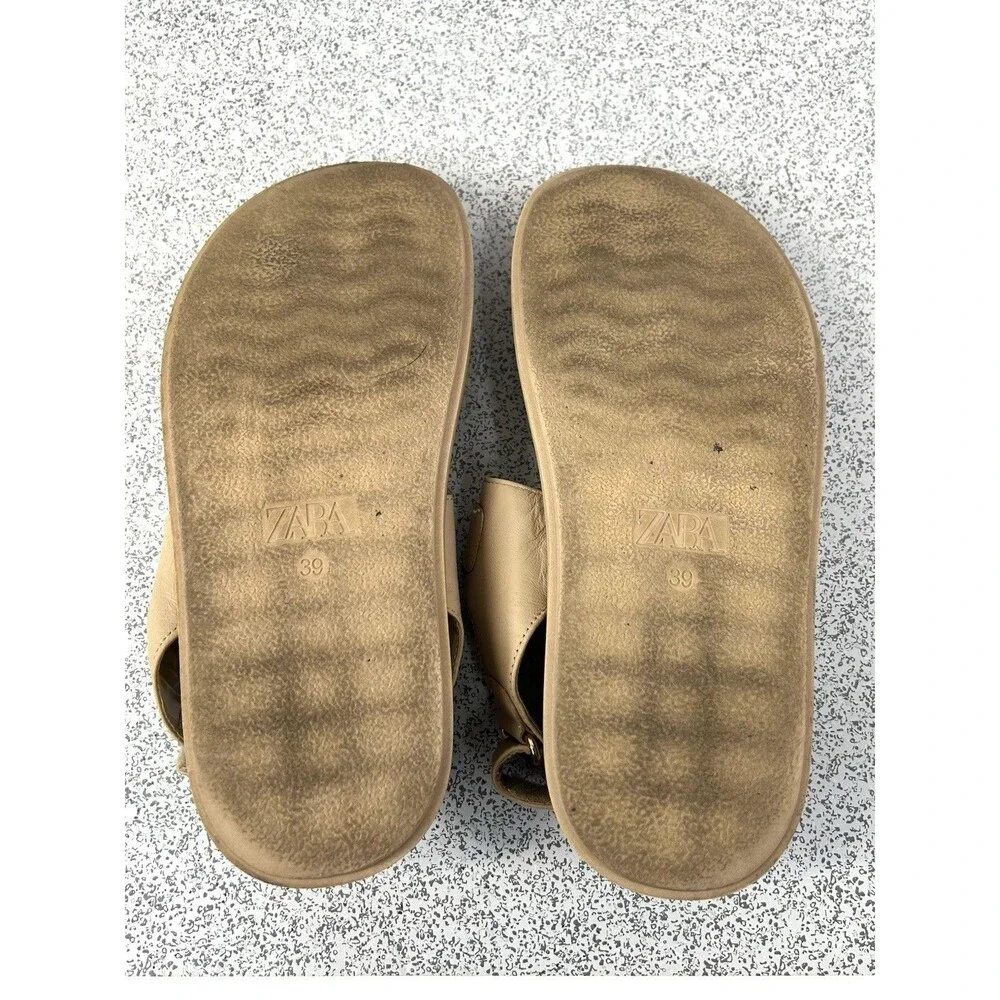 Zara Cream Beige Tan Chunky Sandals Size 39 8.5 - Picture 7 of 13